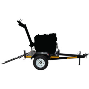 Pedestrian roller trailer with pedestrian roller silhouette for transporting walk-behind rollers